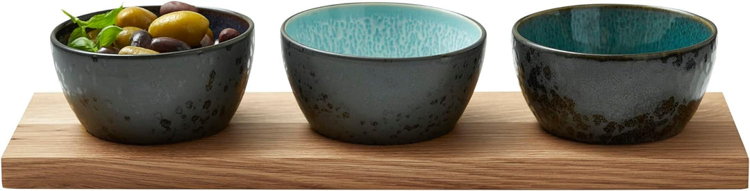 BITZ Kabarett-Set 39 x 13 cm Dia. 12 x 6 cm 4-teilig Schwarz ass/hell 39 x 13 x 6 cm - dia. 12 cm Sc