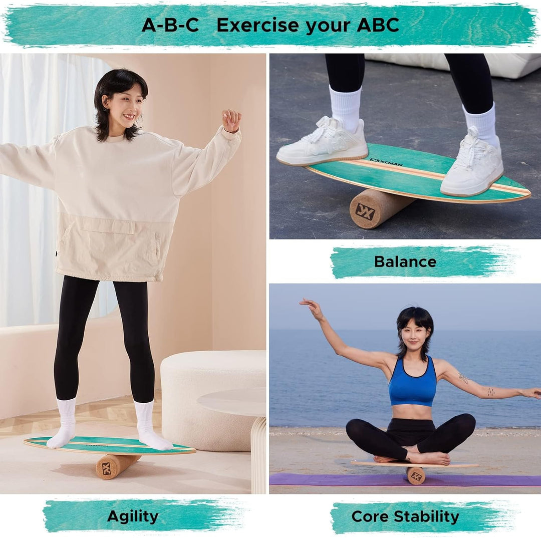 XCMAN Surf Balance Board Trainer Mit Rolle - Stabilitätstrainer Für Erwachsene Und Kinder, Zum Surfe
