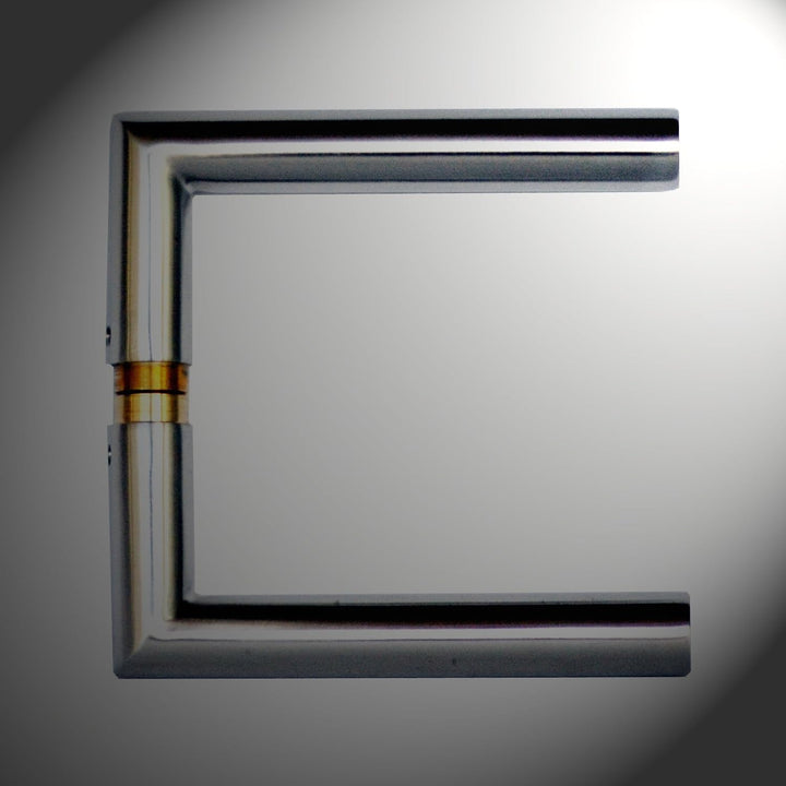 BP1-709L-BB: Glasdrehtür, ESG Glas 709x1972x8mm, DIN links, Siebdruck P1, mit Beschlag inkl. Schloss