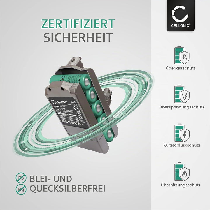 CELLONIC Akku kompatibel mit Dyson V10, Cyclone V10, V10 Absolute, V10 Animal, V10 Origin, V10 Extra
