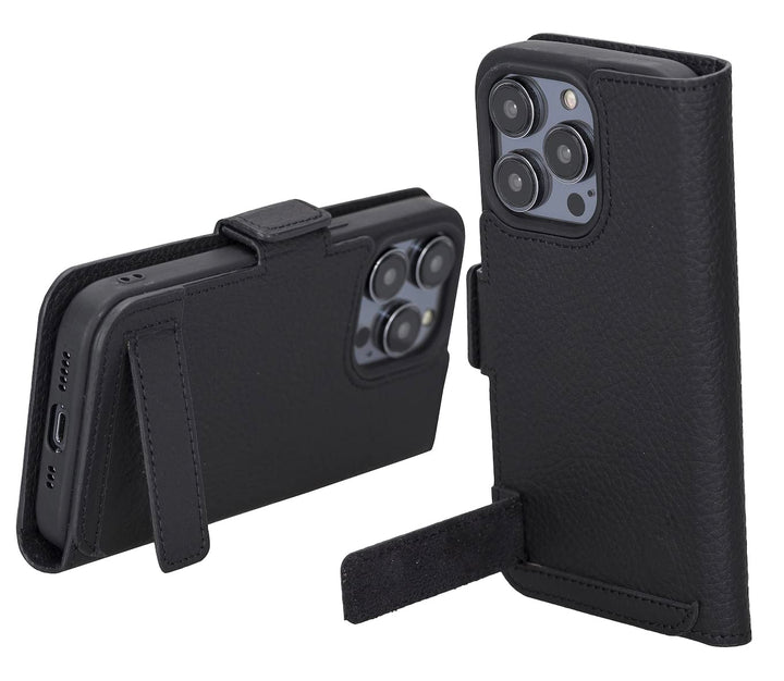 Solo Pelle aufklappbare Lederhülle kompatibel für iPhone 14 Pro in 6.1 Zoll inkl. 1 Kartenfach für d