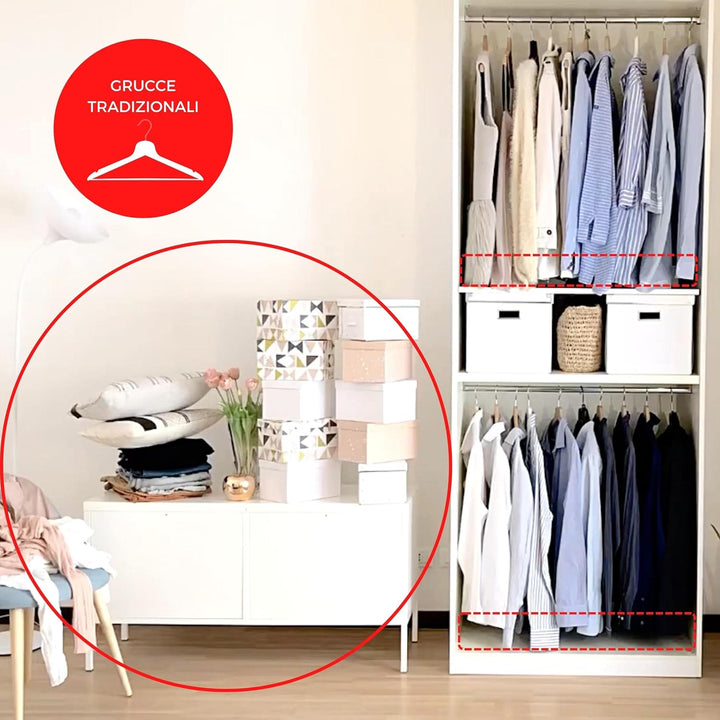 HOMPLEMENT Platzsparender Kleiderbügel – 40 Stück – mit verstellbarem Haken – Kleiderbügel – Made in