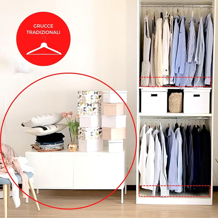 HOMPLEMENT Platzsparender Kleiderbügel – 40 Stück – mit verstellbarem Haken – Kleiderbügel – Made in