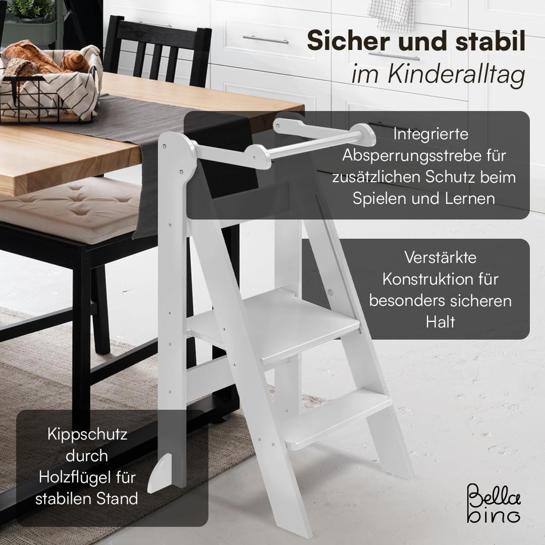Bellabino Tay Lernturm ab 1 Jahr – Learning Tower 2-Fach höhenverstellbar &amp; klappbar – Lernstuhl in