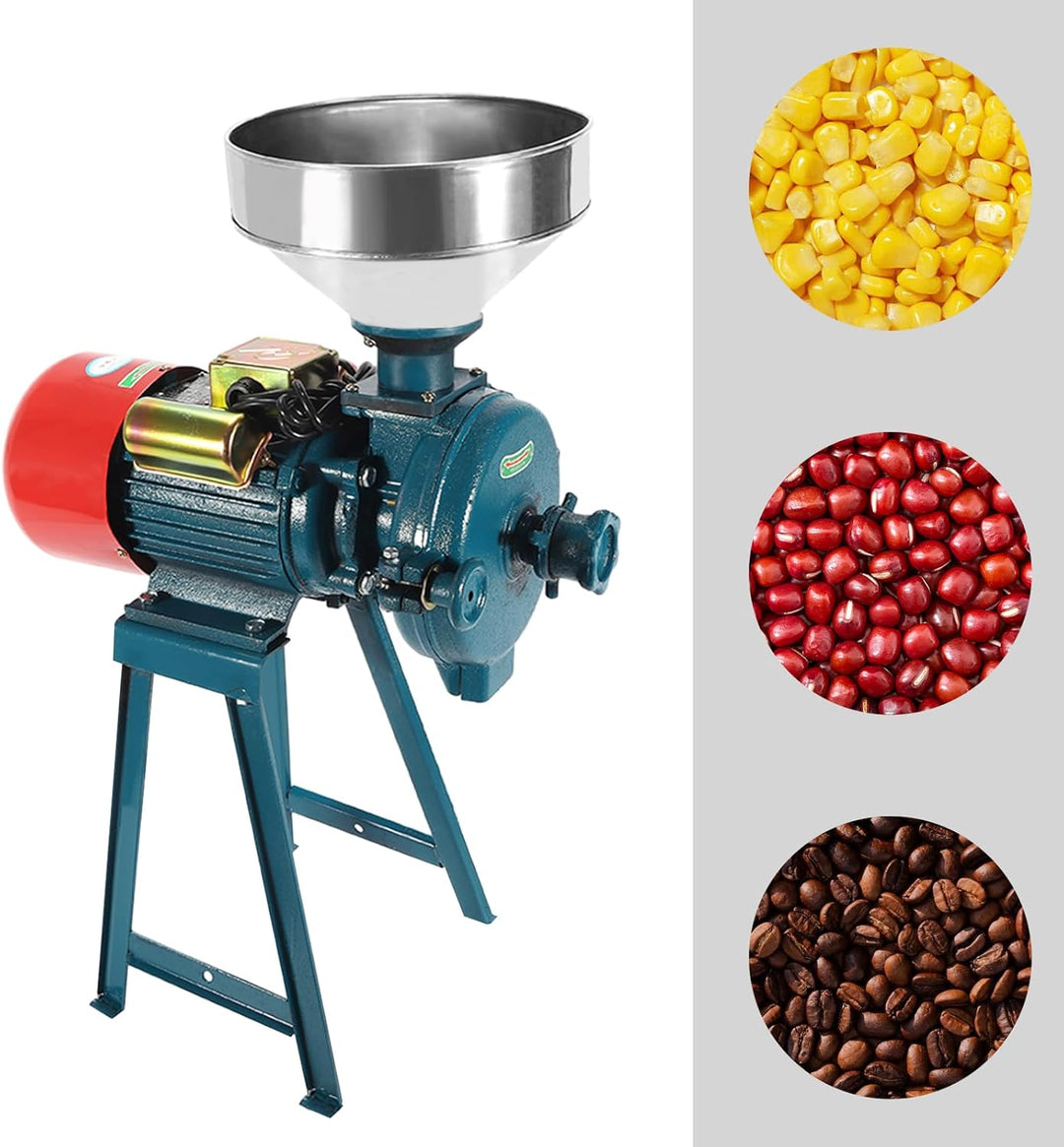 Elektrische Getreidemühle 2200W Professionelle Kornmühle mit Trichter & Drehknopf 1400U/min für Mais
