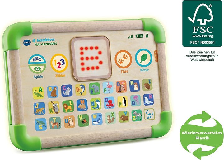 VTech Baby Interaktives Lerntablet – Umweltfreundliches Kindertablet aus FSC®-zertifiziertem Holz –