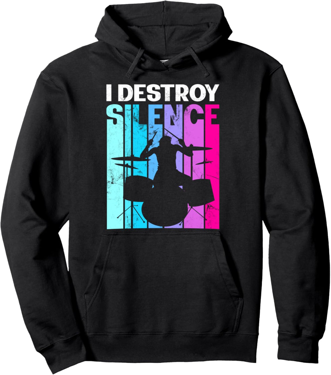 I Destroy Silence Schlagzeug Schlagzeuger Witz Band Geschenk Pullover Hoodie
