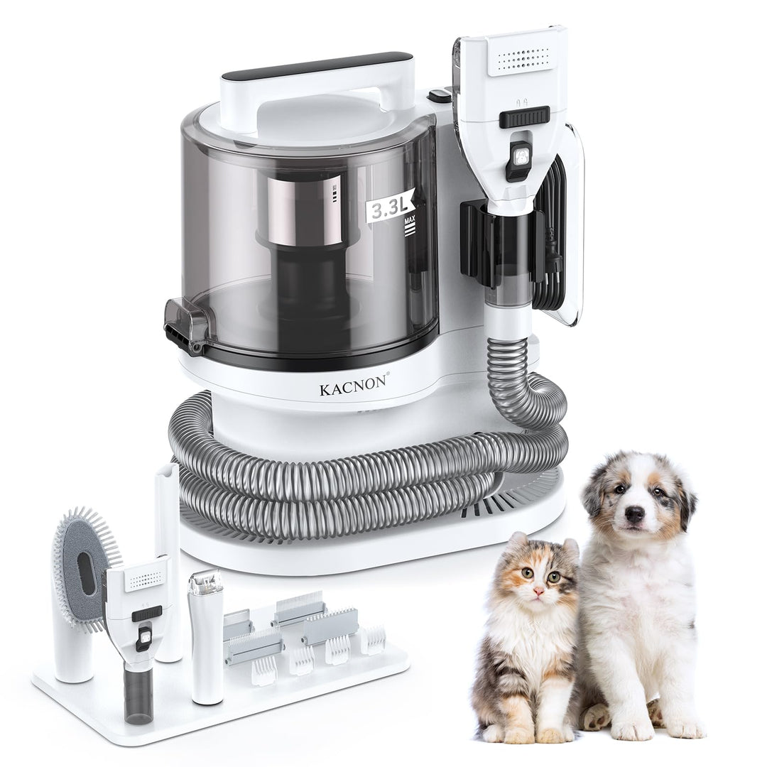 KACNON Hundeschermaschine mit Staubsauger (3.3L,13kPa) - All in one Haustierpflegeset - Leise Scherm