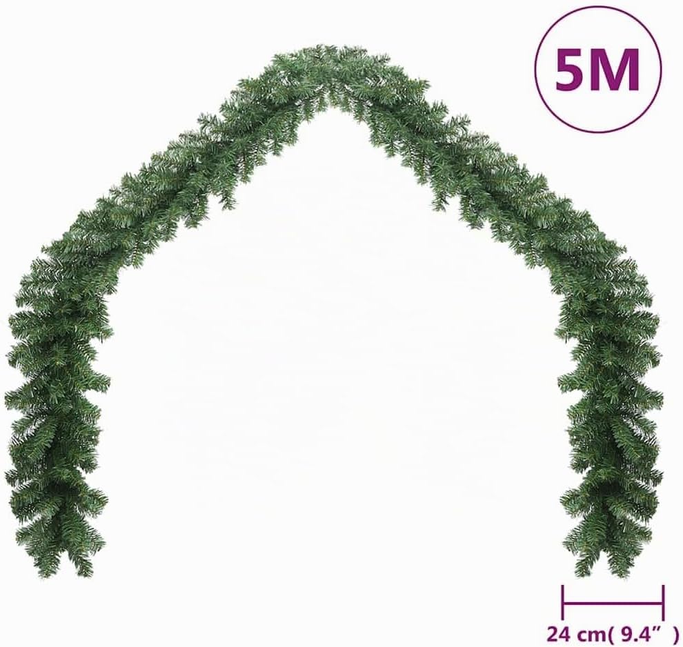 vidaXL Weihnachtsgirlande PVC 5m Tannengirlande Türgirlande Weihnachtsdeko 5 m, 5 m