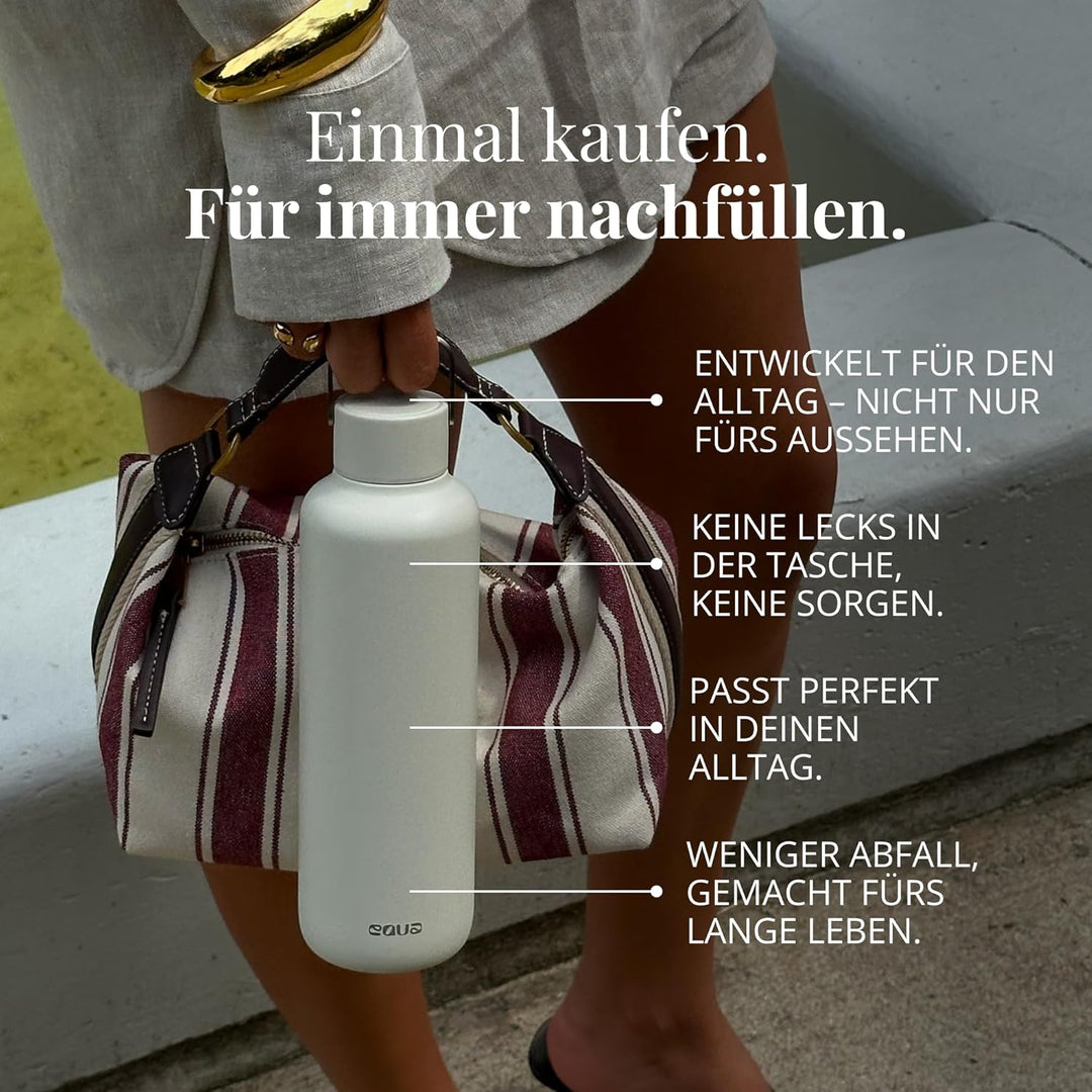 EQUA Timeless Isolierte Trinkflasche, doppelwandig, Edelstahl, 24 Stunden kalt oder bis zu 12 Stunde