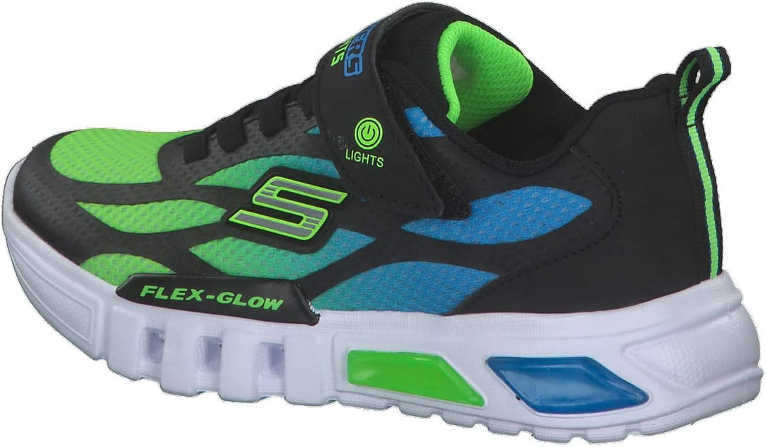 Skechers Jungen Flex-glow Dezlom Sneaker 28.5 EU Black Synthetic Textile Blue Lime Trim, 28.5 EU Bla