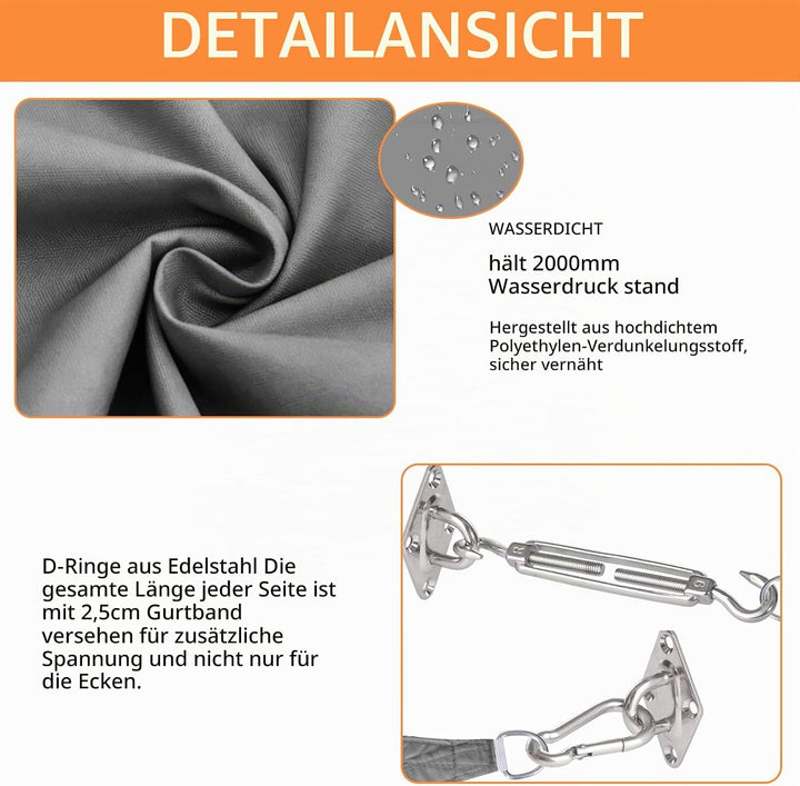 Sonnensegel Wasserdicht,Sonnensegel Rechteck 2x3m,Sonnenschutz Baldachin,Segel Baldachin,Rechteckige