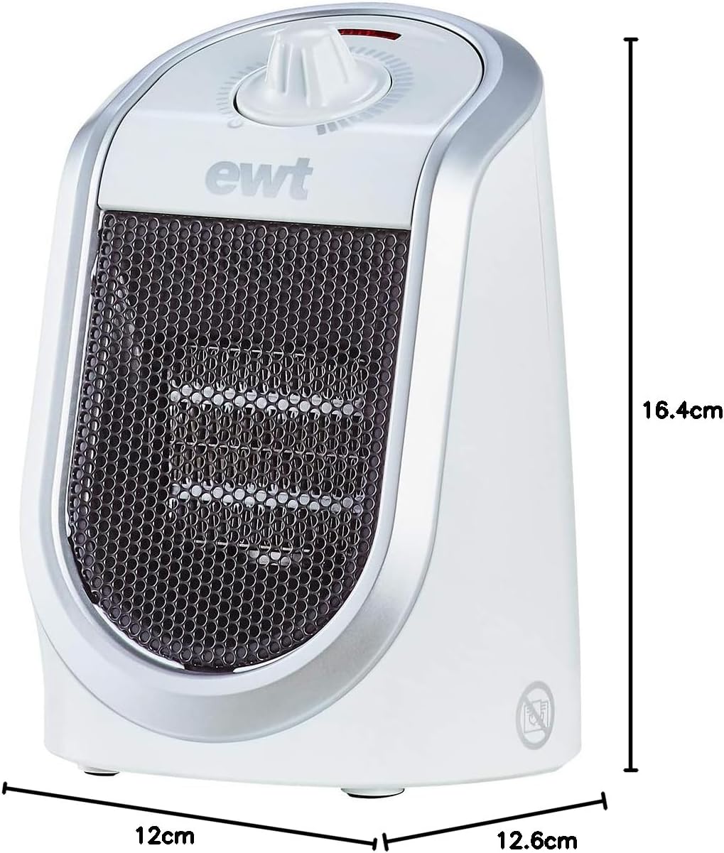 EWT Keramik-Heizlüfter DDF 250 W, kompaktes Tischgerät mit USB-Anschluss & Thermostat, Ladefunktion
