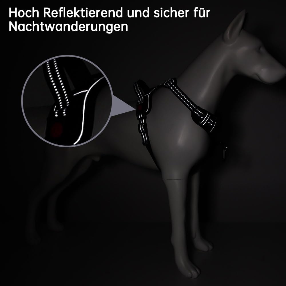 Hundegeschirr Anti Zug Geschirr Hund No Pull Verstellbar Atmungsaktiv Reflexstreifen Brustgeschirr H