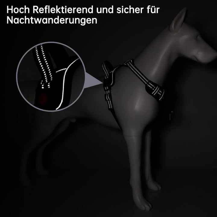 Hundegeschirr Anti Zug Geschirr Hund No Pull Verstellbar Atmungsaktiv Reflexstreifen Brustgeschirr H