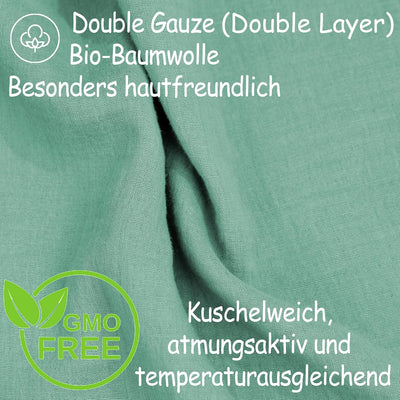 PinkZebra Baby Musselin - Bettwäsche 80 x 80 cm + 35 x 40 cm, Kinderbettwäsche aus ohne GMO 100% Bio