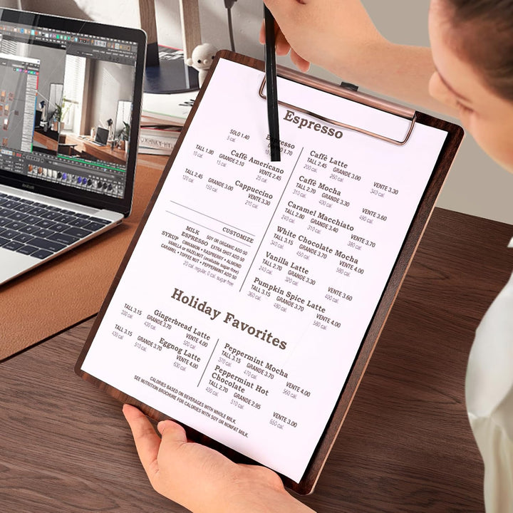 DONGLI (10 Stück) Klemmbrett A5 Holz,Klemmbretter mit Metalklemme und Aufhängeose, Clipboard Schreib