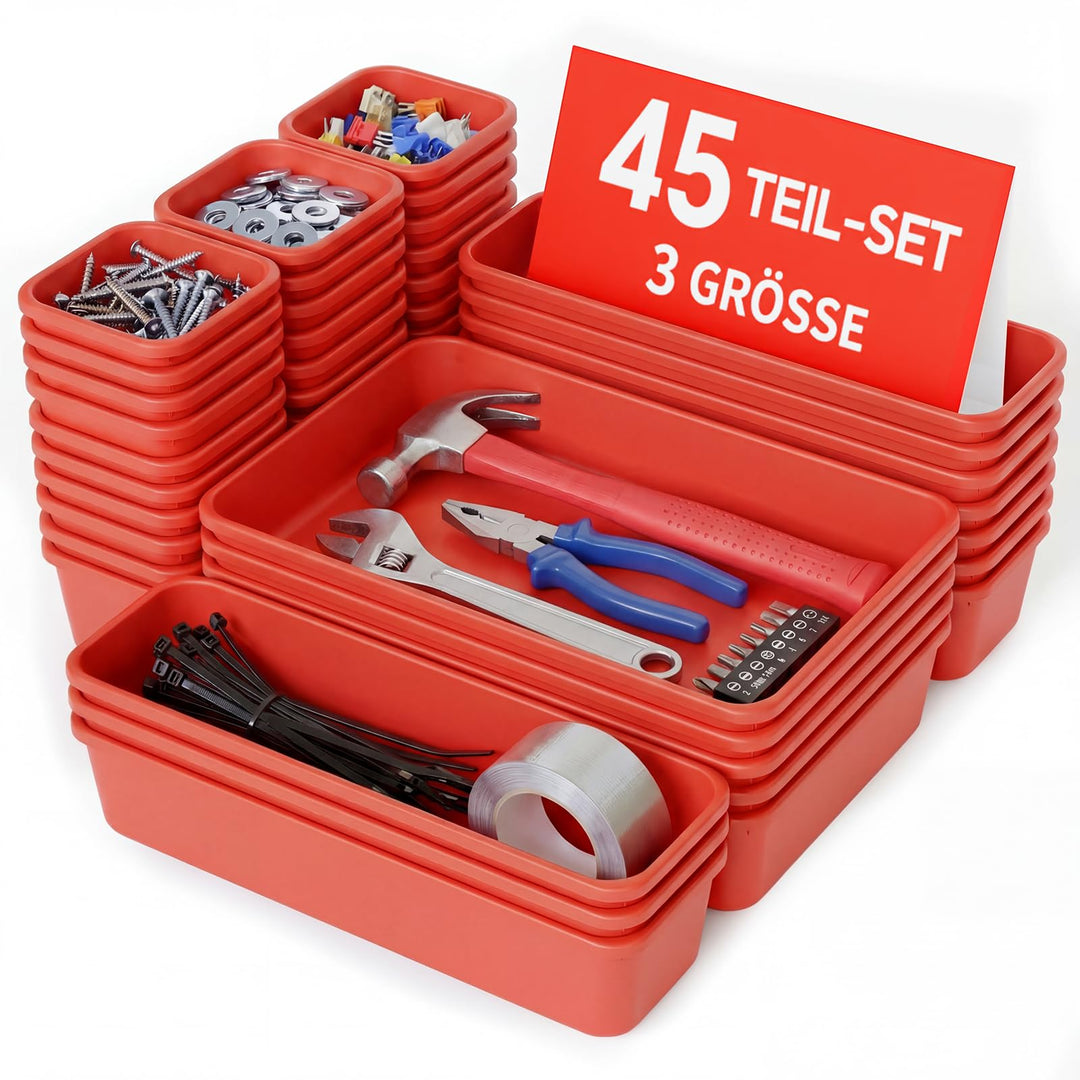 45 Stück Werkzeugkoffer Leer Organizer Sortierbox, Werkzeugaufbewahrung Schubladen Ordnungssystem We