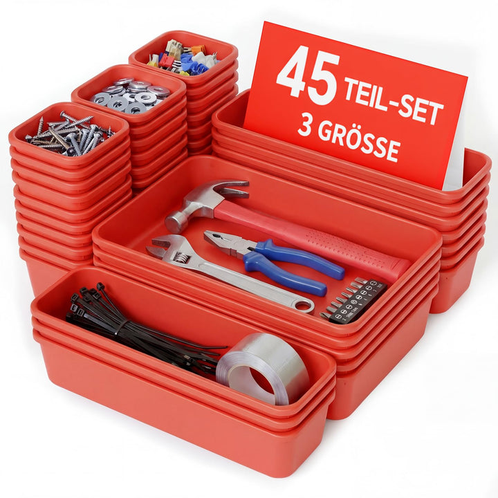 45 Stück Werkzeugkoffer Leer Organizer Sortierbox, Werkzeugaufbewahrung Schubladen Ordnungssystem We