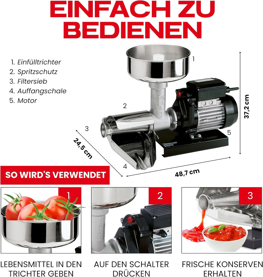 Reber 9008 N – Zitruspresse (Edelstahl, Edelstahl), Rot