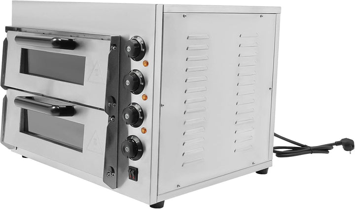Elektrischer Pizzaofen 3000W, Doppelstockstruktur Pizza-Backofen für die Arbeitsplatte Kommerzieller