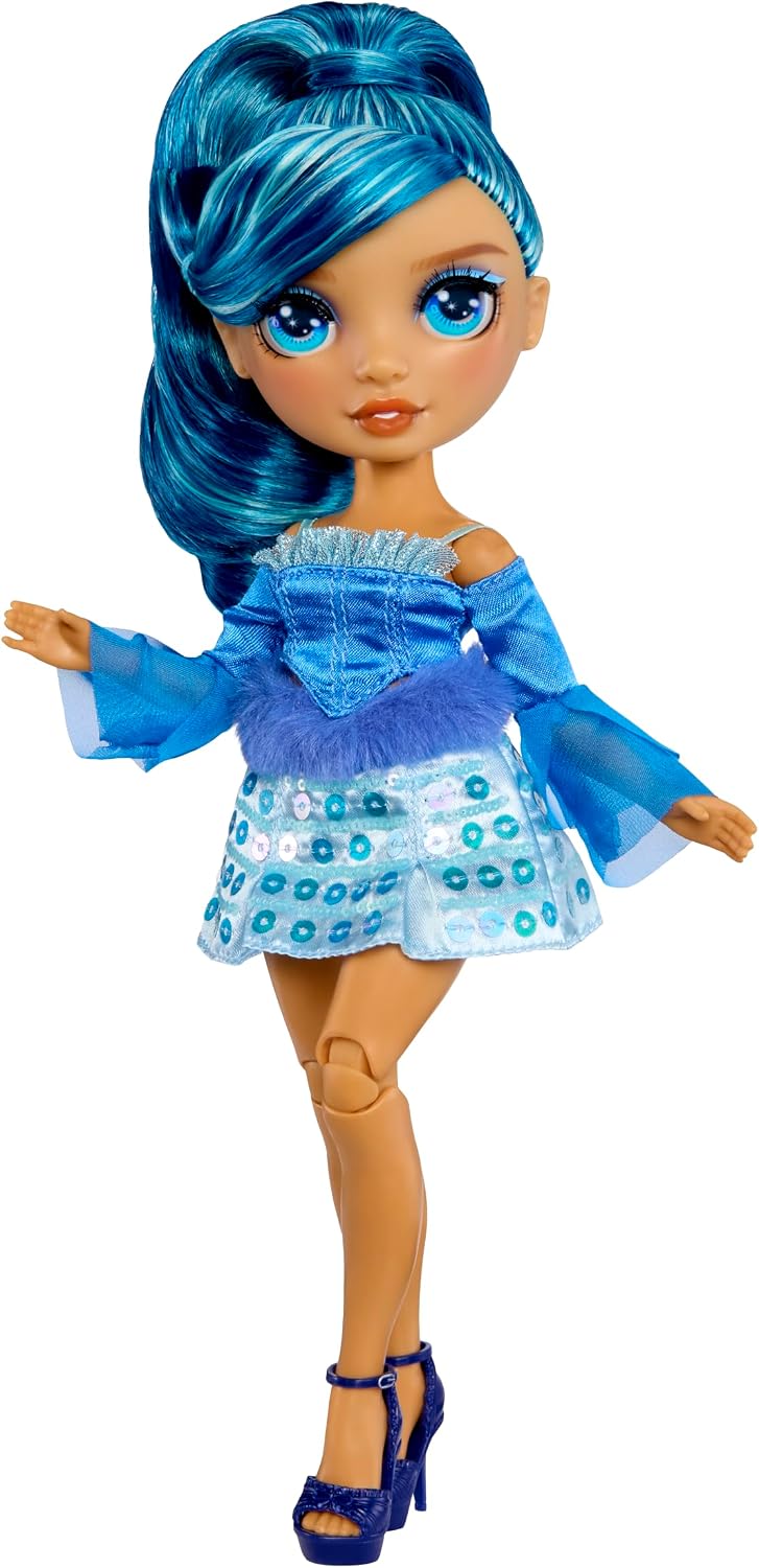 Rainbow High Pretty in Paris Modepuppe - Skyler Bradshaw - 28 cm grosse Modepuppe in Blau mit Welpen