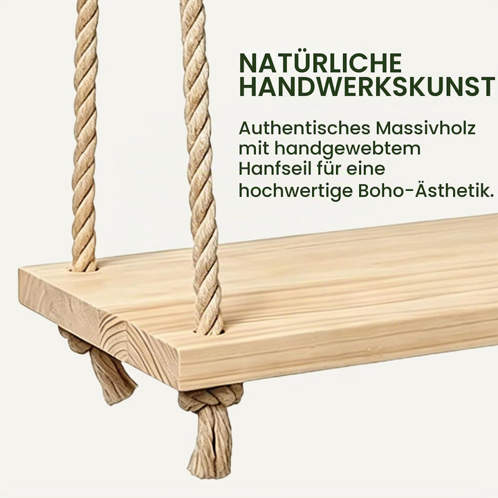 Hängeregal Pflanzen Holz Pflanzenregal Hängend Pflanzenständer mit 5 Etagen Wandregal Makramee Regal