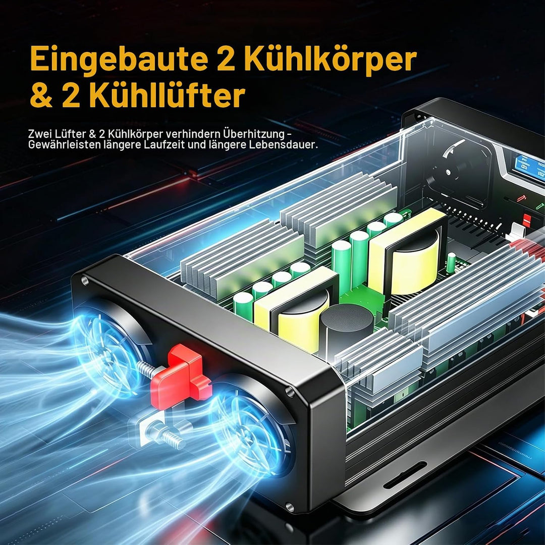 3000W/6000W Wechselrichter 12v auf 230v Reiner Sinus Spannungswandler Power Inverter mit LCD-Bildsch