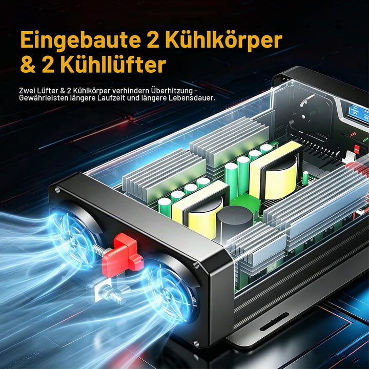 3000W/6000W Wechselrichter 12v auf 230v Reiner Sinus Spannungswandler Power Inverter mit LCD-Bildsch