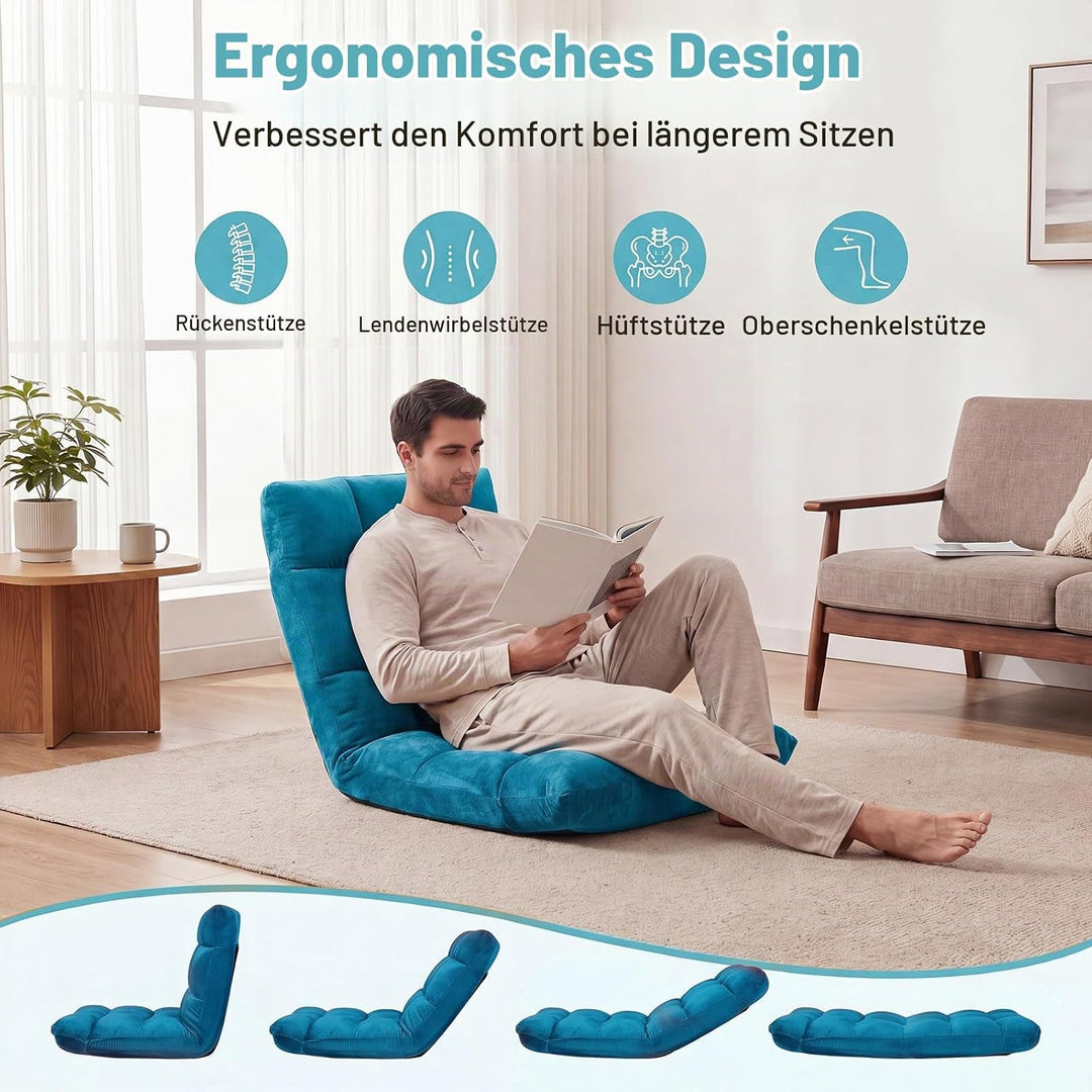 RELAX4LIFE Bodenstuhl Klappbar, Bodensessel mit Verstellbarer Rückenlehne &amp; Liegefunktion, Relaxsess