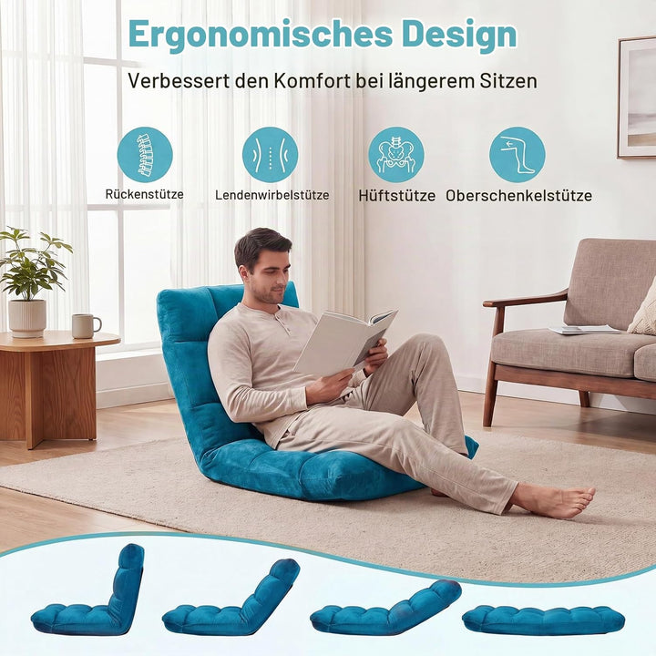 RELAX4LIFE Bodenstuhl Klappbar, Bodensessel mit Verstellbarer Rückenlehne &amp; Liegefunktion, Relaxsess
