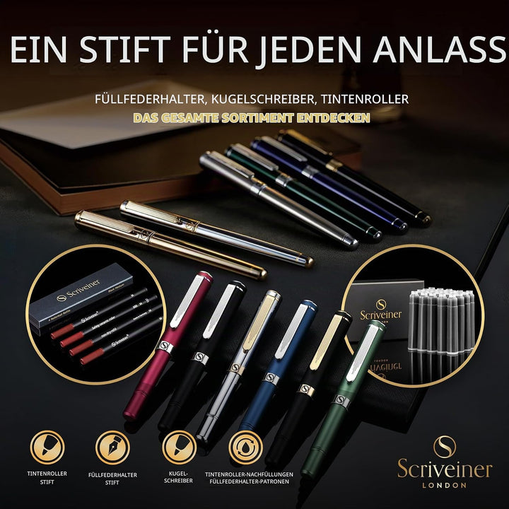 Scriveiner Messing EDC Luxus Tintenkugelschreiber, schwerer Taschenstift, Handgebürstetes Finish, Co