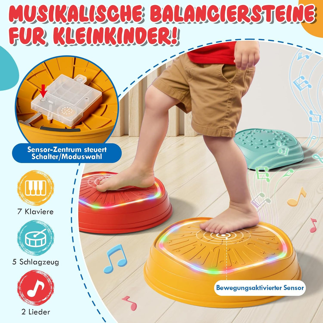 Lehoo Castle Balanciersteine für Kinder mit Lichtern und Musik, Stapelsteine Balance Steine Set Für