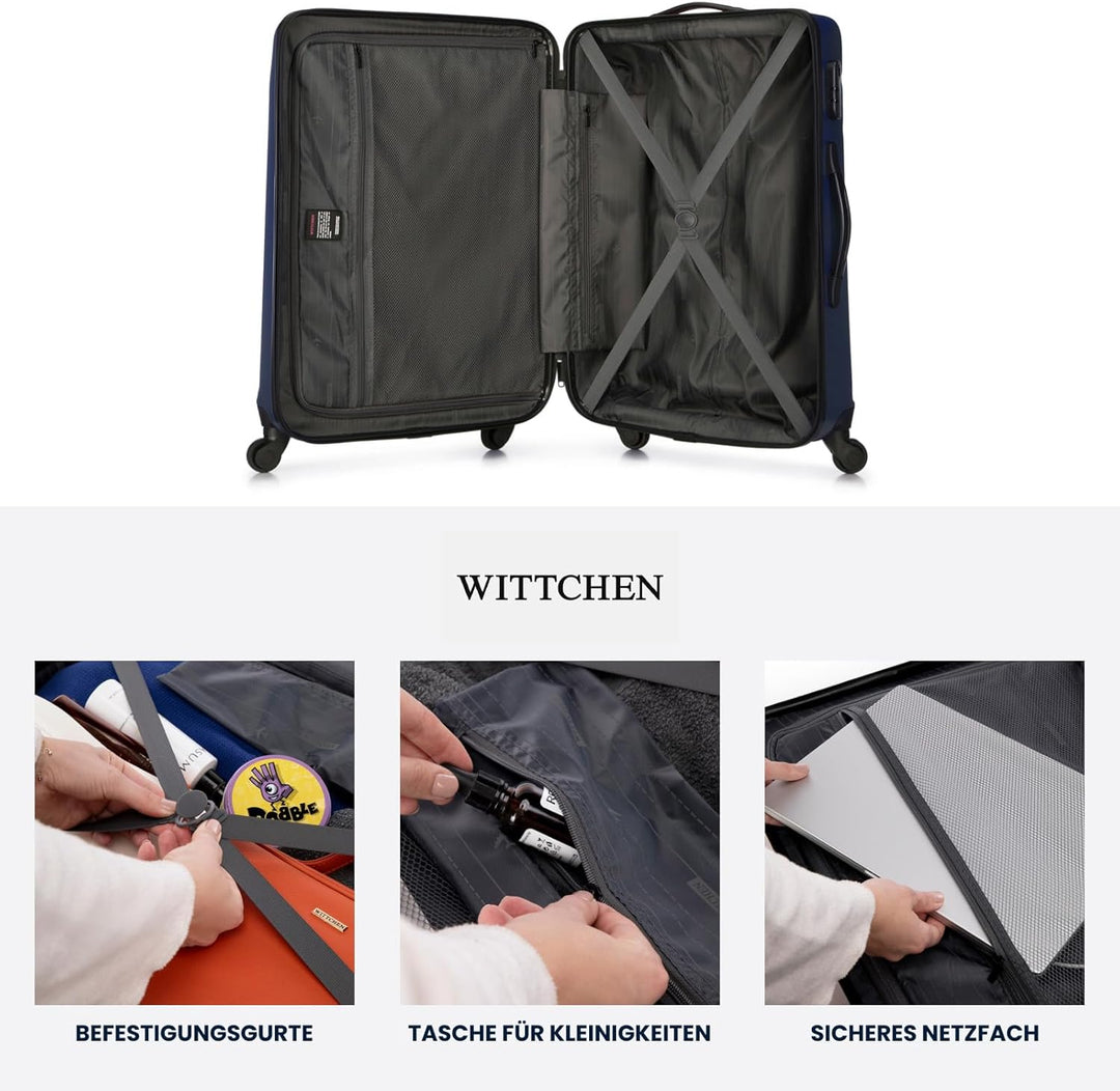 WITTCHEN Mittlerer Koffer Trolley Koffer Reisekoffer aus ABS Hartschalen Trolley 4 Rollen Kombinatio