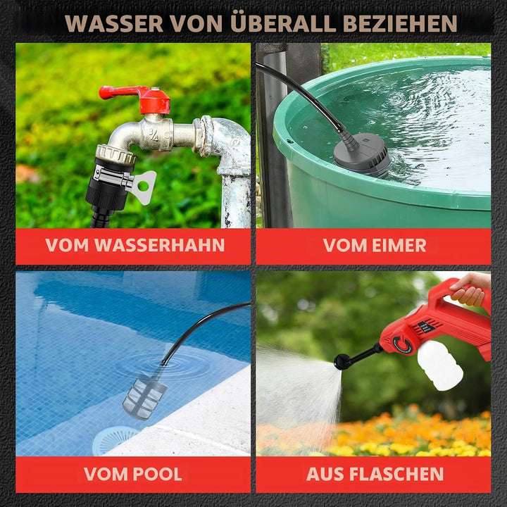 Akku Hochdruckreiniger für Milwaukee 18V Akkus (Ohne Akku), Bürstenloser Motor 6-in-1 Düse, Nylon Ge