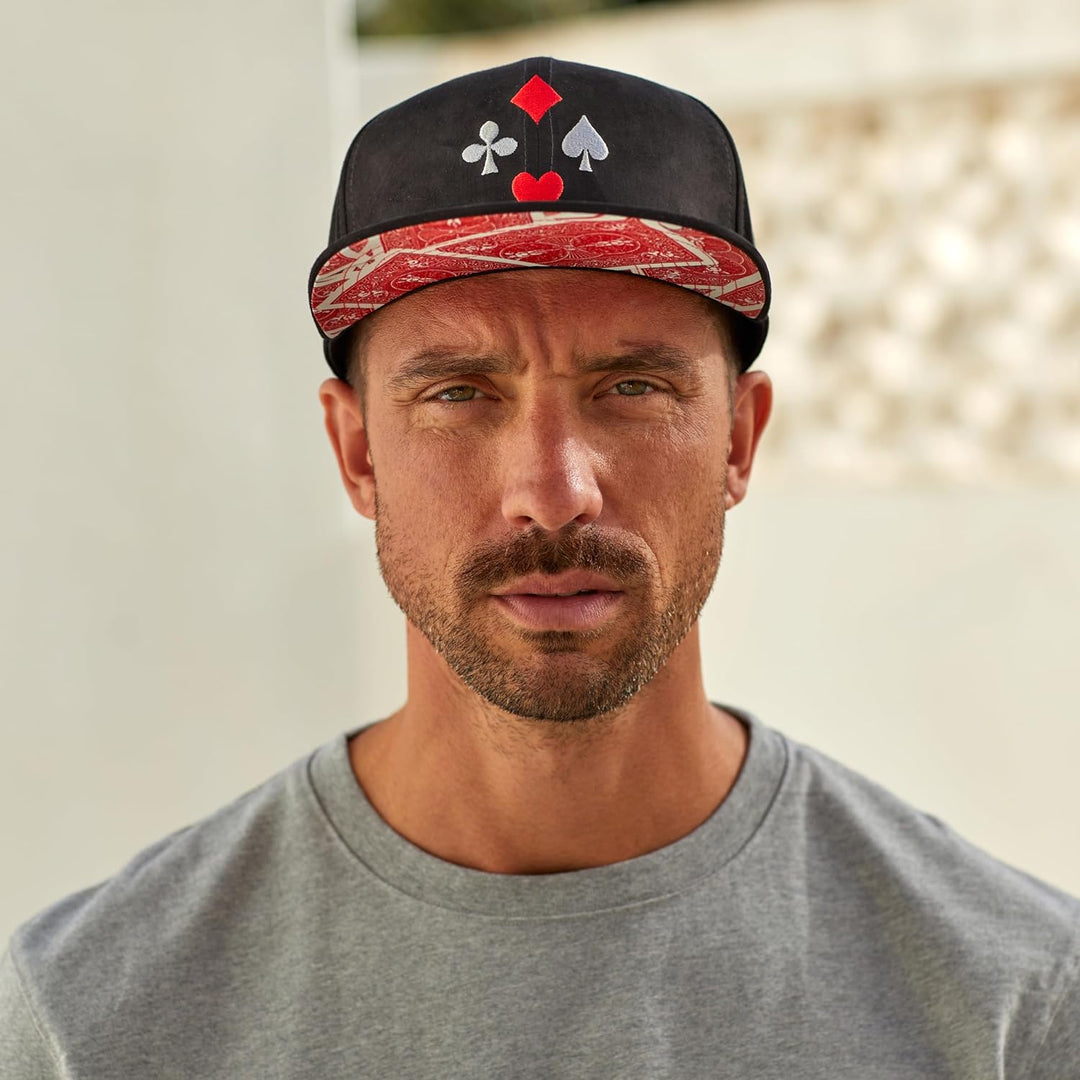 Cadency® Snapback Cap Poker, Damen und Herren, Schwarz, Unisex, Grössenverstellbar