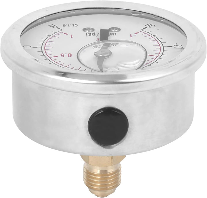 Dual Scale Manometer 1/4 BSP Back Mount Manometer Radialölgefülltes Vakuum Druckmessgerät