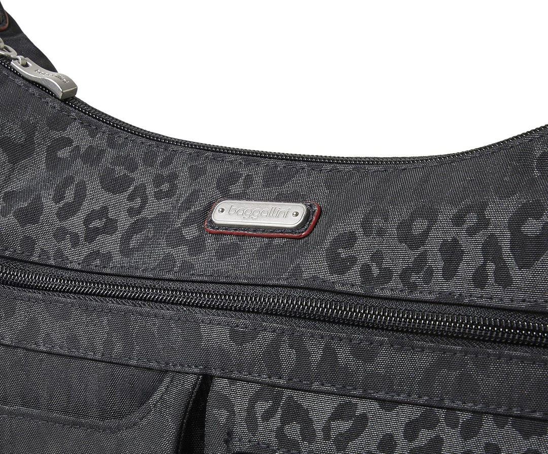 Baggallini Damen Anywhere Large Überall Hobo Einheitsgrösse Schwarz (Black Cheetah), Einheitsgrösse