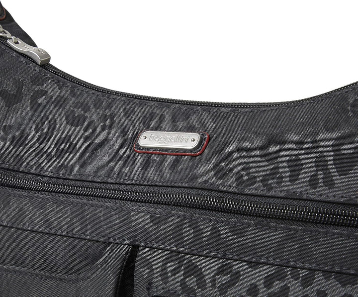 Baggallini Damen Anywhere Large Überall Hobo Einheitsgrösse Schwarz (Black Cheetah), Einheitsgrösse