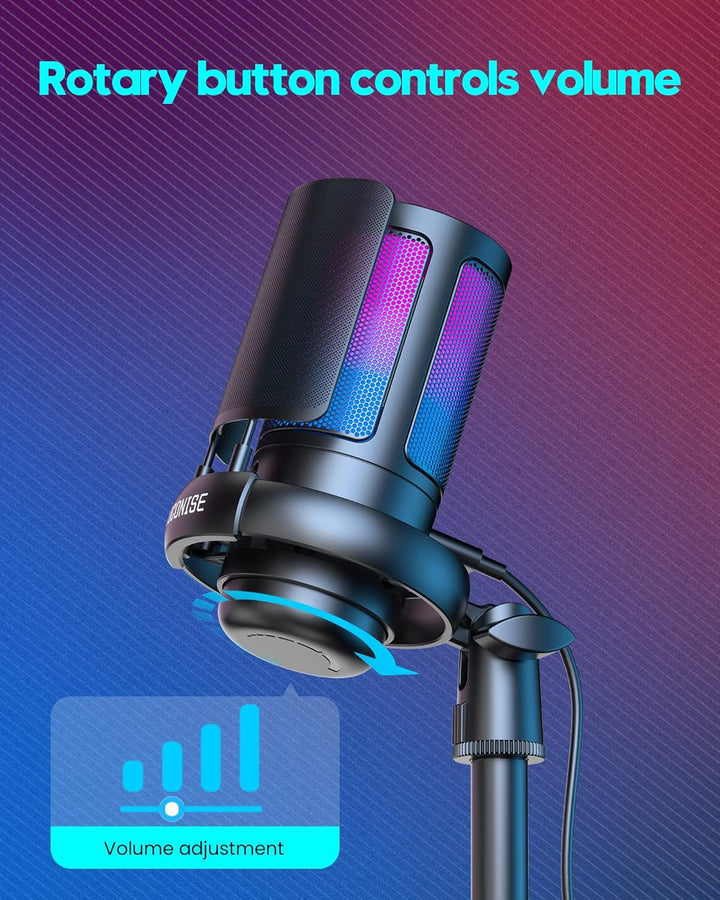 Gaming Mikrofon PC RGB, COCONISE, für Streaming Podcast Studio, USB Microphone für PS4 PS5 Mac, Ein-
