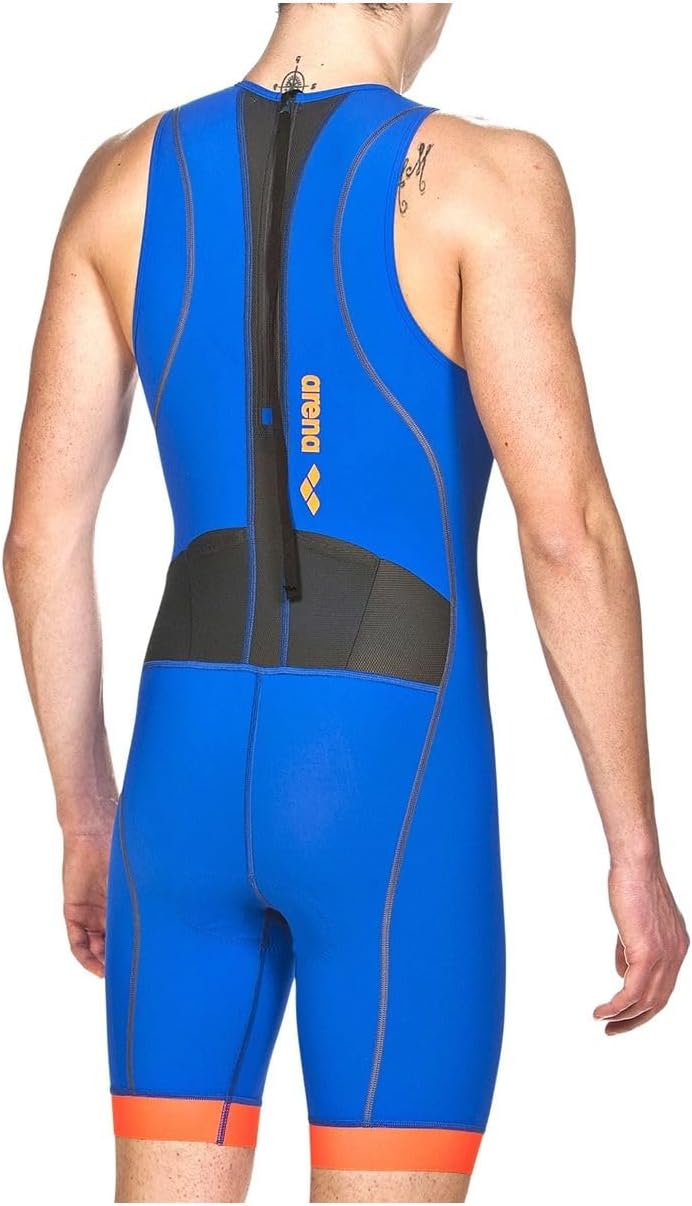 Arena Herren Trisuit St 2.0 Badeanzug mit Reissverschluss hinten Royal/Orange M, Royal/Orange M