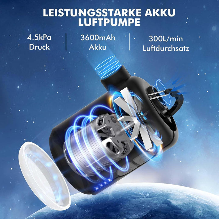AKSOUL Elektrische Luftpumpe Pumpe Akku: 3600 4000mAh Wiederaufladbare Batterie AA Batterie Portable