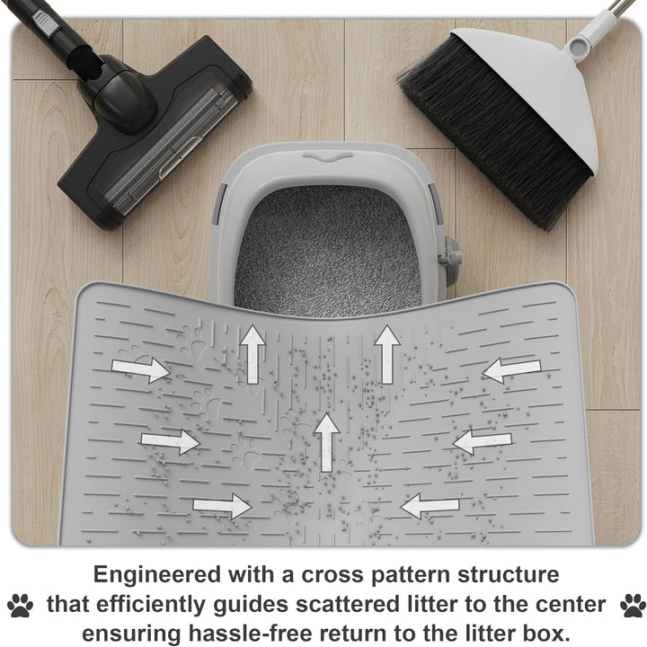 OHMO Katzenklo matte aus Premium-Silikon 60 * 40 CM, wasserdicht und BPA-frei Katzentoilettenmatte,