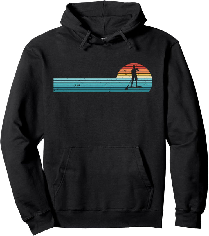 Paddleboarding Retro Sunset Paddleboard Pullover Hoodie