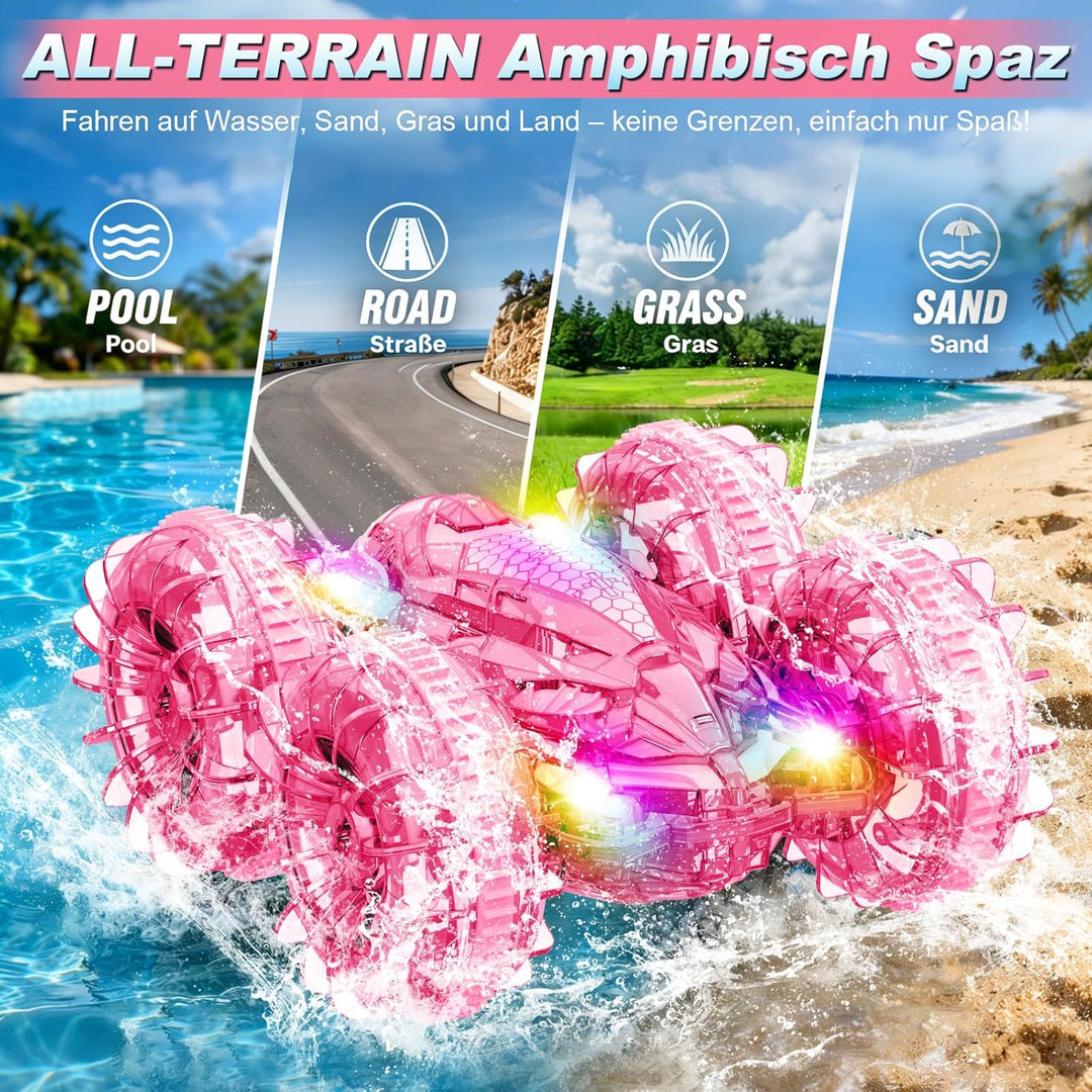 MidiVix Amphibienfahrzeug Ferngesteuertes Auto, 90 Min Spielzeit, 2.4GHz Double-Sided Stunt RC Auto