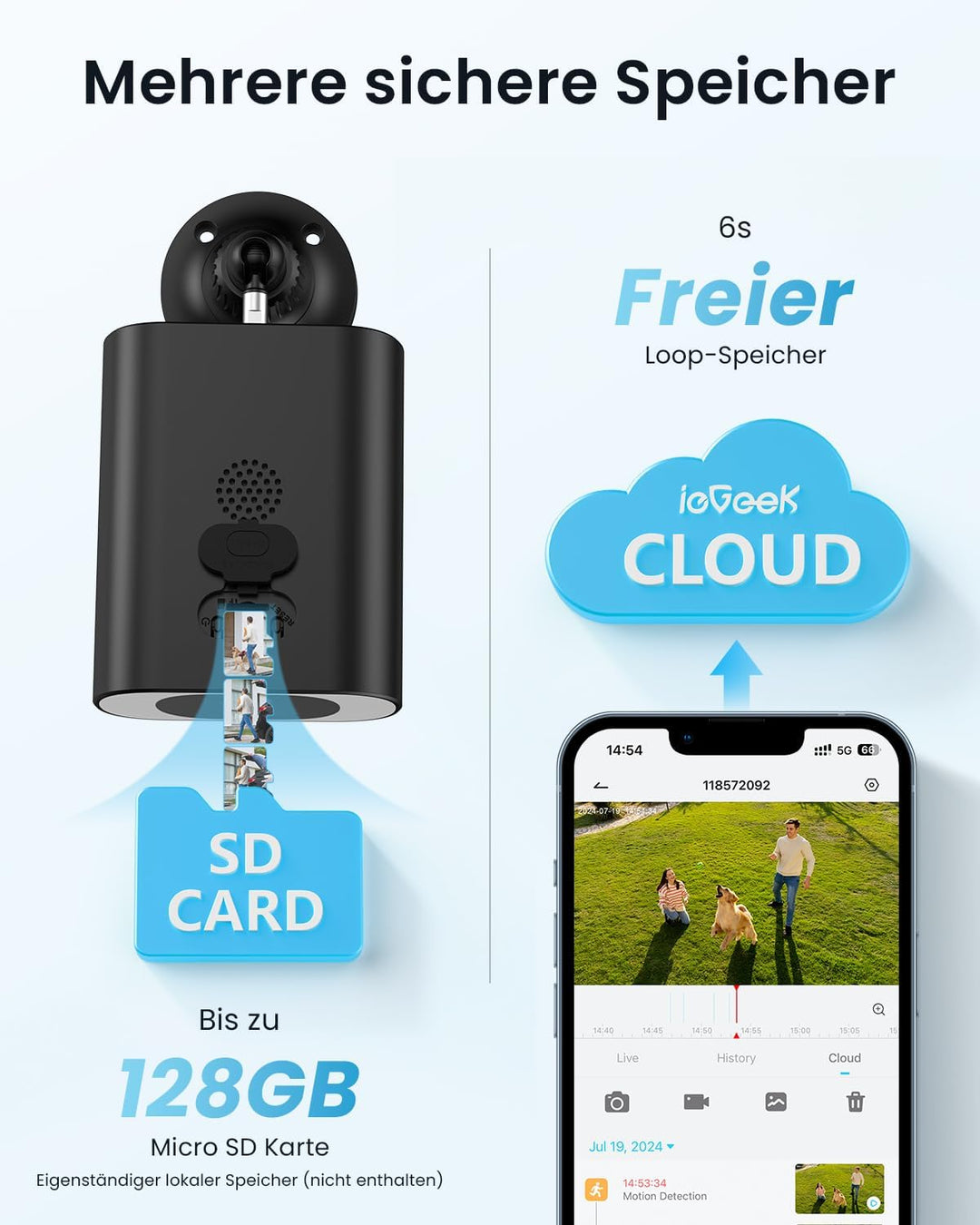 ieGeek 2K Überwachungskamera Aussen Akku, 2.4Ghz WLAN Kamera Überwachung Aussen, Built-In Solarpanel