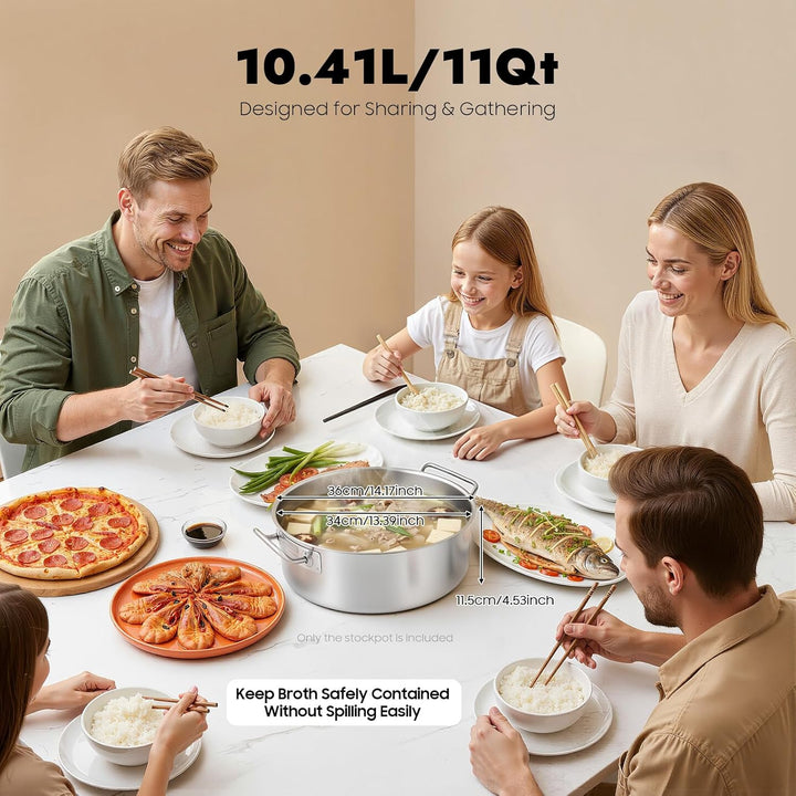 Topf Kochtopf 36 cm, Suppentopf Edelstahl 10L, Kochtopf Induktion Nudeltopf, XXL Cooking Pot, Stainl