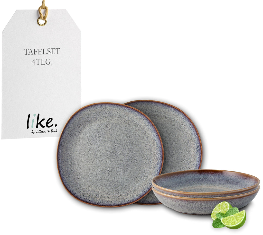 like. by Villeroy &amp; Boch - Lave beige Geschirr Set aus Steingut, 4tlg., Pottery Look, Tafelservice f