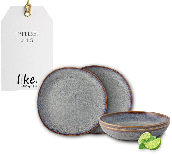 like. by Villeroy &amp; Boch - Lave beige Geschirr Set aus Steingut, 4tlg., Pottery Look, Tafelservice f