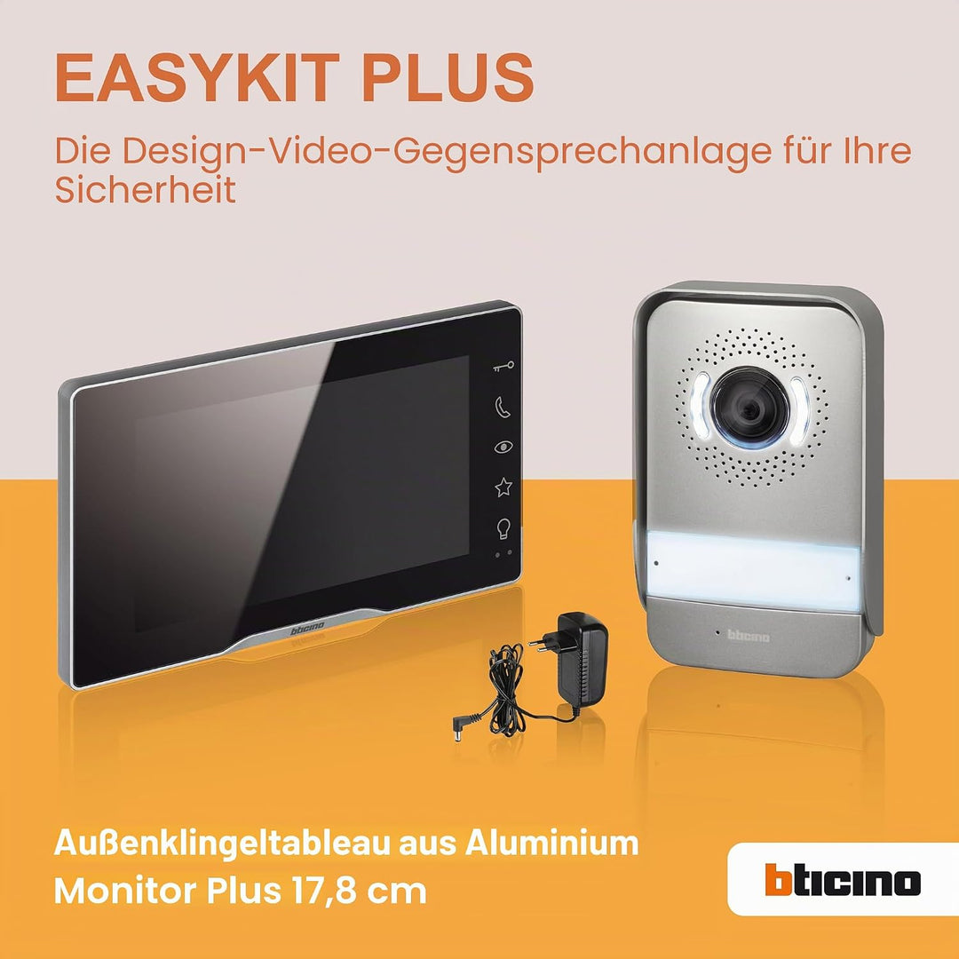 Bticino 318913 Easykit Plus Video-Türsprechanlage für 1-Familienhaus, Plug-In mit 2 Drähten, 1 exter